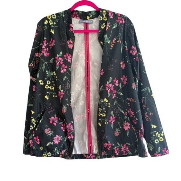 Signature Weekend Floral Print Lightweight Jacket Full Front Zipper XL - Picture 3 of 6